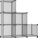 AWTATOS Cube Storage Organizer, Storage Cubes Shelves Bookshelf, 6 Cube Closet Organizers and Storage, DIY Stackable Plastic Clothes Organizer Shelving for Bedroom, Home, Grey