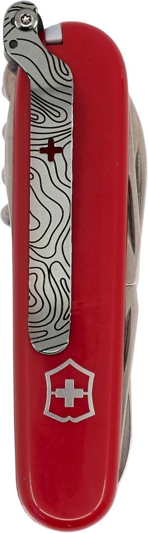 SwissKarry Clip Compatible with most 91mm Victorinox Swiss Army Knife Models. 5 Custom Designs for a Personalised Pocket Knife. Be Ready for the Unexpected. Stainless Steel Tough. Topo Matte