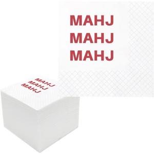 Funny Mahjong Cocktail Napkins, 100 Pack Mahj Mahj Mahj Disposable Paper Cocktail Beverage Napkins for Casual Gatherings Game Nights Bridal Showers Birthday Party 2-Ply, 4.5x4.5"