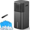 24" Windowless Portable Air Conditioner, 15H Timer & 120Oscillation, 3-IN-1 Portable AC Unit with Remote, 2-Gal Tank, 3 Modes & 3 Speeds, Ultra-Quiet Ventless Swamp Cooler for Room Home Office, Black