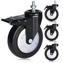 5 Threaded Stem Caster Metric M10-1.5 x 25mm(Bolt Diameter 10mm, Length:25mm, Thread Pitch 1.5 mm) 1500lbs Heavy Duty Swivel Caster Wheels Set of 4 castors for All Floor