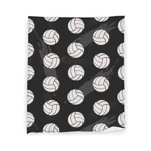 Volleyball Throw Blanket, Polyester, 50"x40", Black, Unisex, Kids & Adults, Volleyball Print, Cozy, Lightweight, Perfect for Bed & Couch