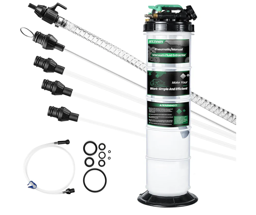 9.5 L/2.5 Gallon Oil Extractor Pump Pneumatic/Manual, Fluid Extractor Oil Change Pump Extractor with 5 Tubes and A Brake Bleeding Hose for Automotive, Boats