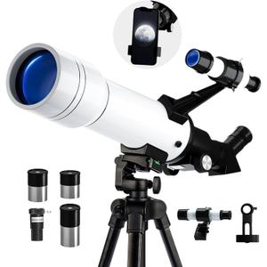 Telescope, 70mm Aperture Portable Refractor Telescopes for Astronomy Beginners, 400mm Professional Travel Telescope with Carry Bag, White