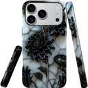 Case for iPhone 17 Pro,Black Dahlia Stained Glass Phone Case Slim Silicone Shockproof Cover for Girls WomenGlossy & Durable