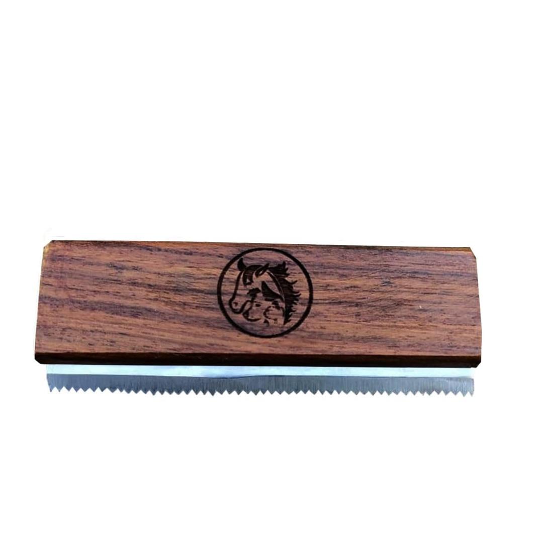 Original Deshedding Grooming Tools for Horse, Cats & Dogs Easy Ergonomic Wooden Handle Professional Brush Grooming Tool, Remove painlessly 95 Percent of Lose Hair Fur & Dirt 5 inch
