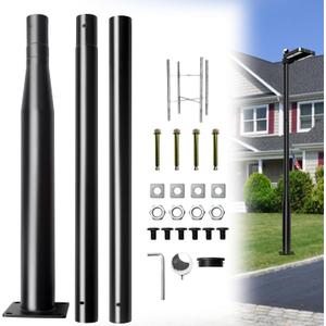 10Ft Street Light Pole, Street Light Poles for Outdoor Lighting, Solar Street Light Pole Accessory for Street, Patio, Backyard, Basketball Court, Park 