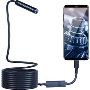 Borescope Inspection Camera, Fantronics Industrial Endoscope IP67 Waterproof 8mm Camera with 8 LED Lights for OTG Android & iOS Smartphone, iPhone, iPad, Samsung (16.4FT, Type-C, Micro, Lightning)