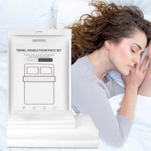 Disposable Sheets for Travel,Portable Travel Essentials Include Sheets Quilt Covers and 2 Pillowcases Fit for Hotel Travel Home Use.Universal Size Disposable Bed Sheets for Hotel