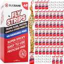 Fly Strips Indoor Sticky Hanging 48pk with Pins. Non Toxic Outdoor Fly Trap Indoor for Home. Flies Tape Paper Trap Ribbon Roll for House Gnat Fruit and Housefly. Bug Catchers for Inside Home Flypaper.