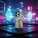 for iPhone 16 Case, Psychedelic UFO Fireworks Pattern with Rainbow Beams, Military-Grade Drop Protection, Cute Cosmic Soft Slim TPU Protective Cover with Camera Protection for Teens