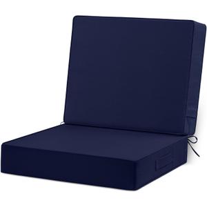 Cozyide 24x24 Outdoor Cushions for Patio Furniture, Waterproof Outdoor Chair Cushions with Non-Slip Ties and Handle, Washable Deep Seat Cushions for Outdoor Furniture with Removable Cover, Navy