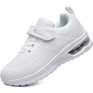 Toddler Shoes Boys Girls Kids Cushion Sneakers Tennis Running Size 1-12 Sports Walking Footwear Lightweight Breathable (White)