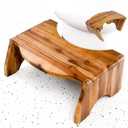 TINAMO 7 Acacia Wood Foldable Toilet Stool, Round Edge Squatting Stool for Adults - Up to 400LBS Weight Capacity Foot Stool for Toilet, 2-in-1 Toilet Stool Squat Adult - No Assembly Required