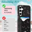 Toycamp for Samsung Galaxy A15 5G Case - Compatible with Magsafe Credit Card Holder Wallet Magnetic Cute Women Teen Girls Kawaii Girly Unique Black Butterfly Design Phone Cover for Galaxy A15 5G