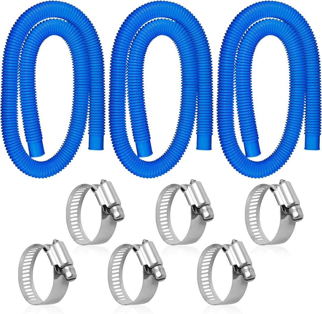 Pool Hoses Replacement for Above Ground Pools - 3 Pack 1.25" x 59" Diameter Pool Pump Hoses for In tex 607 637 Pump, 1-1/4" Pool Filter Hose with 6 Metal Clamps for 330GPH 530GPH 1000GPH Filter Pumps Pool Hoses Replacement for Above Ground Pools - 3 Pack 1.25" x 59" Diameter Pool Pump Hoses for In tex 607 637 Pump, 1-1/4" Pool Filter Hose with 6 Metal Clamps for 330GPH 530GPH 1000GPH Filter Pumps