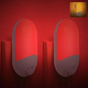 670nm Red & Amber Light Night Light for Sleep[2 Pack] - Zero Blue Light, with Dusk to Dawn Sensor Auto On/Off LED Red Night Light Plug into Wall for Nursery Bedroom Bathroom