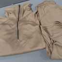 SUUKSESS Women 2 Piece Lounge Matching Sets Wide Leg Sweatpants Half Zip Oversized Sweatshirts (Khaki, M)