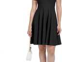 Summer Womens Casual Short Sleeve V Neck Mini Dress 2025 Flowy Swing Loose Dresses for Women (Black, XXL)