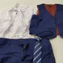 Boys Suit Formal Dress Pants Vest Suit Set for Boys Wedding Outfits with Dress Shirt Tie and Pocket Square (12, Navy Blue)