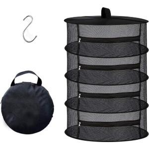 Desy & Feeci 4-Layer Herb Drying Rack - Collapsible Mesh Hanging Dryer Net for Herbs, Flowers, Tea, Fruits, and Vegetables - Includes S-Hook & Storage Bag (24" x 31")