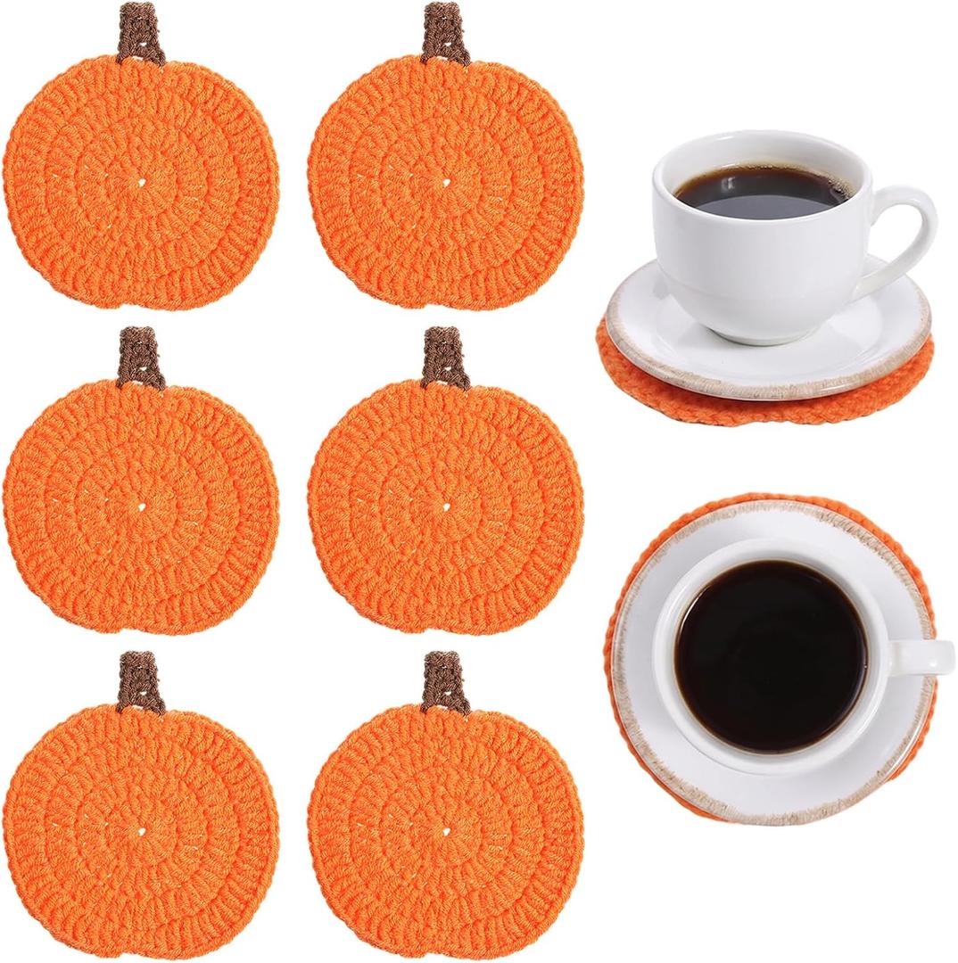 Fall Coasters Set of 6 Pumpkin Drink Coasters Kitchen Decor