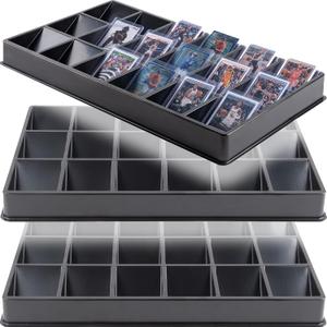 (3 Pack 18-Slot Toploder Trading Card Sorting Tray - Improved Design Compatible with Top Loaders, One Touch & Sleeved Cards