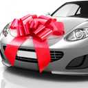 Mata1-USA - Huge Car Bow - Red, 30 Inch - Big Gift Wrapping Bow for Large Gift Decoration - Giant Size for Indoor & Outdoor Use - 12 Loops & 2 Suction Cups - No Magnets that Scratch
