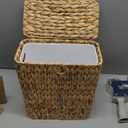 Coeusy 3 Gallon Wicker Trash Can,Small Bathroom Trash Can with Lid,Natural Water Hyacinth Wicker Waste Basket for Bedroom,Toilet,Narrow Garbage Can with Removable Liner