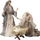 Large Holy Family Christmas Nativity Set, 3 Pieces, 17.5 Inch Tall, Fabric & Resin