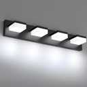 IZORRO LED Bathroom Vanity Light Fixtures, 4-Light Matte Black Modern Acrylic Bathroom Wall Lighting Fixtures Over Mirror (Cool White 6000K) IP44