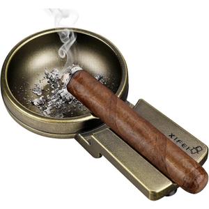 XIFEI Vintage Metal Cigar Ashtrays with Rest for Indoor Outdoor Use