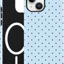 Jusy Compatible with MagSafe Polka Dot Case for iPhone 13/14, Cute Aesthetic Polka Dots Magnetic Phone Case, Soft TPU and Hard PC Protective Phone Cover for Women Girls (Shiny) - Light Blue