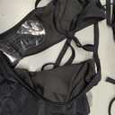 Women Two Piece Swimsuit Sexy Swimwear Halter String Triangle Bikini Sets (Black, L)