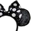 A Miaow Colorful Sequin Headband Glitter Bow Hair Clasp Adults Women Butterfly Hair Hoop Birthday Party Holiday Park Photo Supply (Black White)