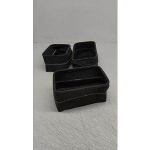 Set of 3 Dark Gray Fabric Rectangle Storage Bin Organizers in 2 Sizes
