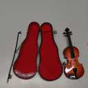 Wooden Miniature Violin with Stand, Bow and Case Mini Musical Instrument Violin Replica Collectible Figurines Dollhouse Accessories Model Home Decoration Display Ornament (7.87"x2.76"x1.26")