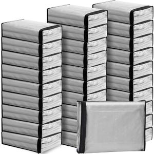 Riakrum 30 Pack Clear Zippered Storage Bags, 15x11x4 inches, Vinyl Plastic Sweater Sheet Organizers Storage Bags, PVC, for Clothes, Sheet, Blankets, Fabrics Organizers (Black)