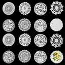 16 Pieces Lace Doilies for Tables, Doilies for Dessert Trays, Doily, Lace Placemats, Circular Vintage Crochet Fabric Embroidery, Country Style, for Kitchen Teacup Restaurant Wedding Vase Decoration