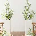 Ling's moment 41.0" Tall Free-Standing Wedding Aisle Artificial Flowers for Ceremony Decor, 2PCS White Walkway Floral Chair Markers, Faux Rose Altar Arch Arrangement Spring Decorations Outdoor