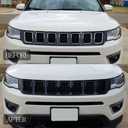 Grille Inserts Grill Cover Compatible with Jeep Compass 2017-2021 Front Grill Cover Rings Frame Trims Kit 7PC (Glossy Black)