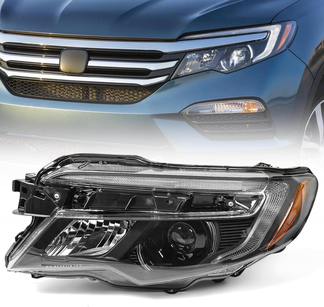 Huray Left Headlight for Honda Pilot 16-22/Passport 19-21/Ridgeline 17-20 | LED OE Head Lamp Replacement 33100-TG7-A21/33150-TG7-A21