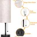 Bedside Table Lamp for Bedroom, 3-Color Small Lamps with Pull Chain, Bedroom Table Lamps for Night stands,Desk Reading Light AC Outlet Nightstand Lamp for Living Room Decor/Dorm/Office Bulb Included