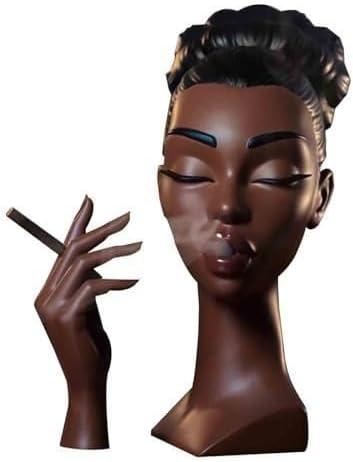 Incense Holder,Black Woman Smoking Head Incense Burner,Unique Home Gift,Desk Decor Suitable for Bedroom and Living Room