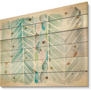 Watercolor Geometric Swatch Element Iv Mid-Century Modern Wood Wall Decor, Blue Wood Wall Art, Large Abstract Wood Wall Panels Printed On Natural Pine Wood Art (24"L x 32"W)