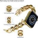 ALAMHI Compatible With Apple Watch Band 38mm 40mm 41mm 42mm 44mm 45mm 49mm, Gold Cowboy Chain Stainless Steel Metal Wristband Women Men Replacement for iWatch SE Series Ultra/9/8/7/6/5/4/3/2/1