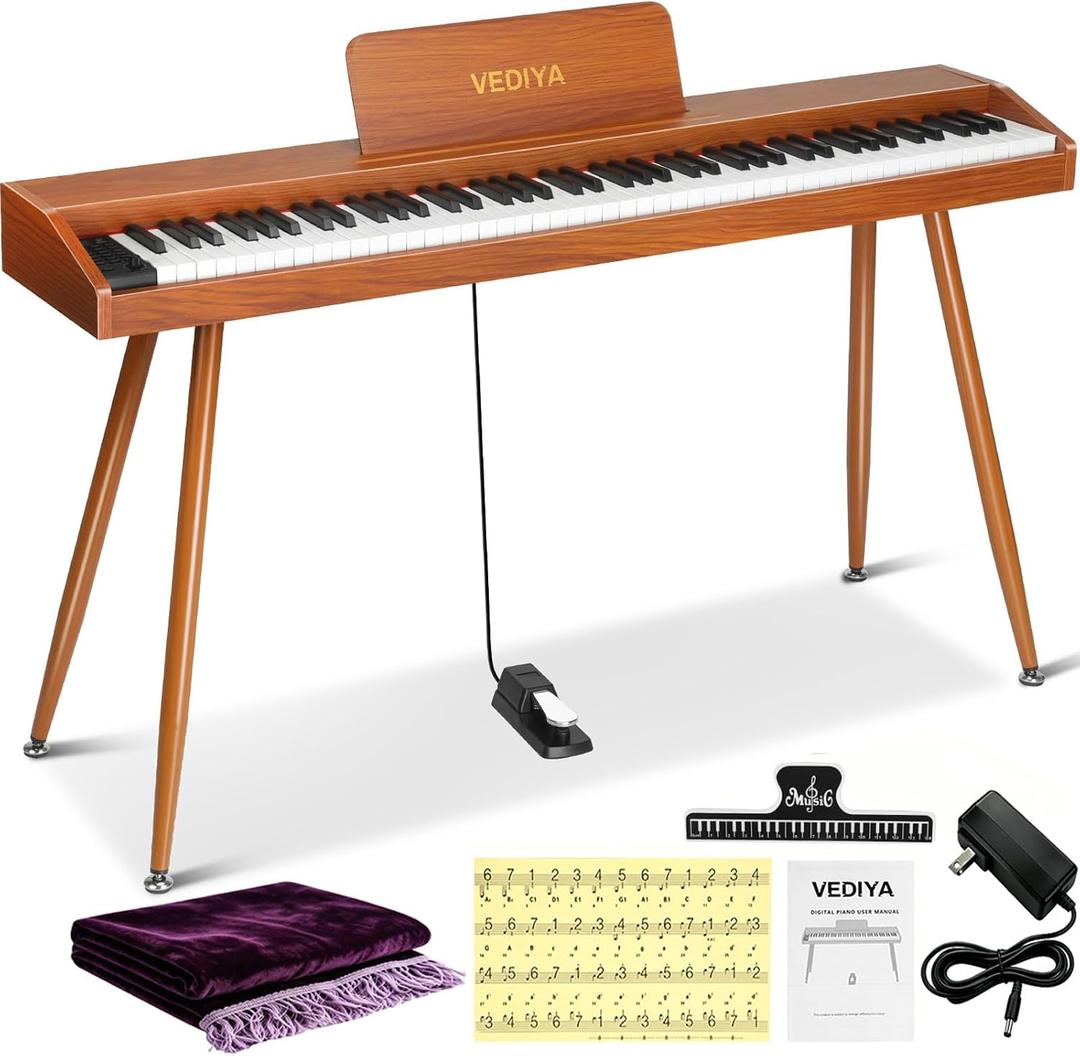 Digital Piano Keyboard 88 Key Semi-Weighted Full Size Electric Piano, 4 leg Stand