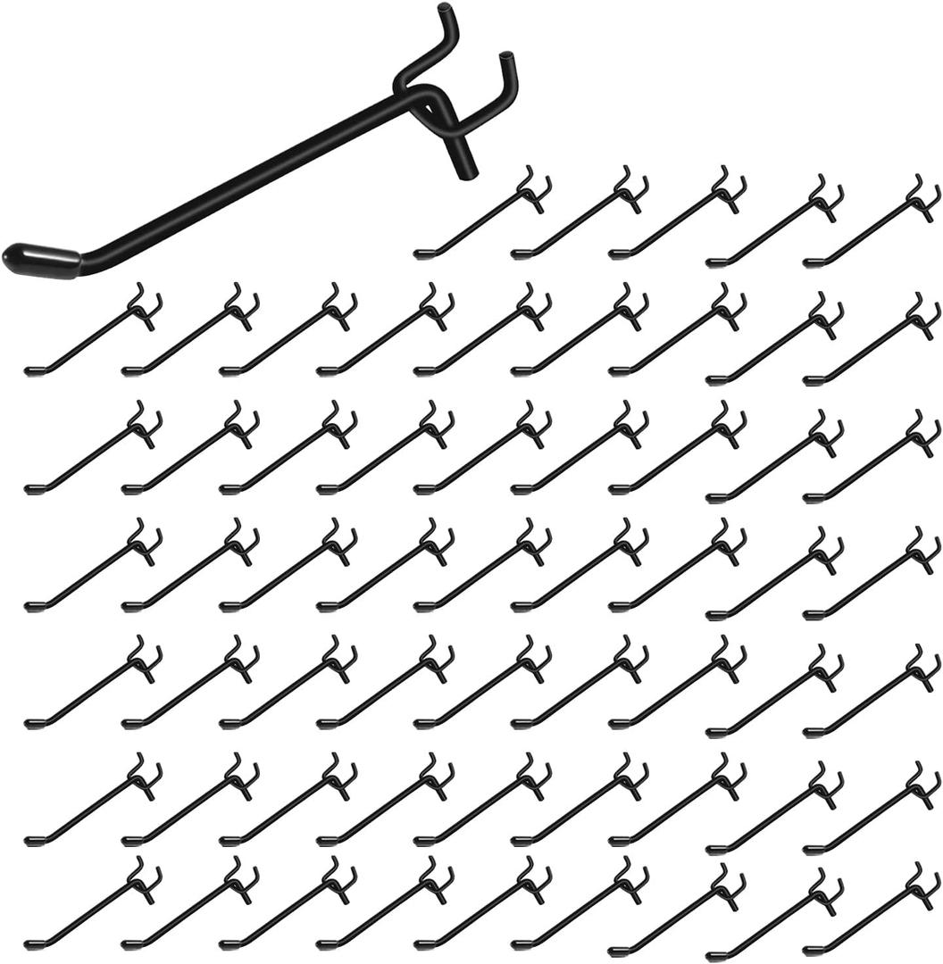 60PCS Black Pegboard Hooks 4 Inch, Peg Board Shelving Hook Metal Pegboard Display Hook Peg Wall Hook for 1/4 Spaced Pegboard, 0.2 Diameter Peg Board Peg for Garage Storage Organizer