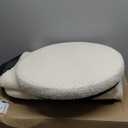 B FSOBEIIALEO Ottoman with Stroage, Round Sherpa Storage Ottoman Stool, Boucle Foot Rest 16.9"x16.9"x17.7"（White