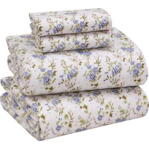 RUVANTI Flannel Sheets Queen Size - 100% Cotton Double Brushed Bed Sheets, Deep Pockets 16 Inches Queen Sheet Set, All Seasons Breathable & Extra Soft - Warm & Cozy, 4 Piece, Sand Rose